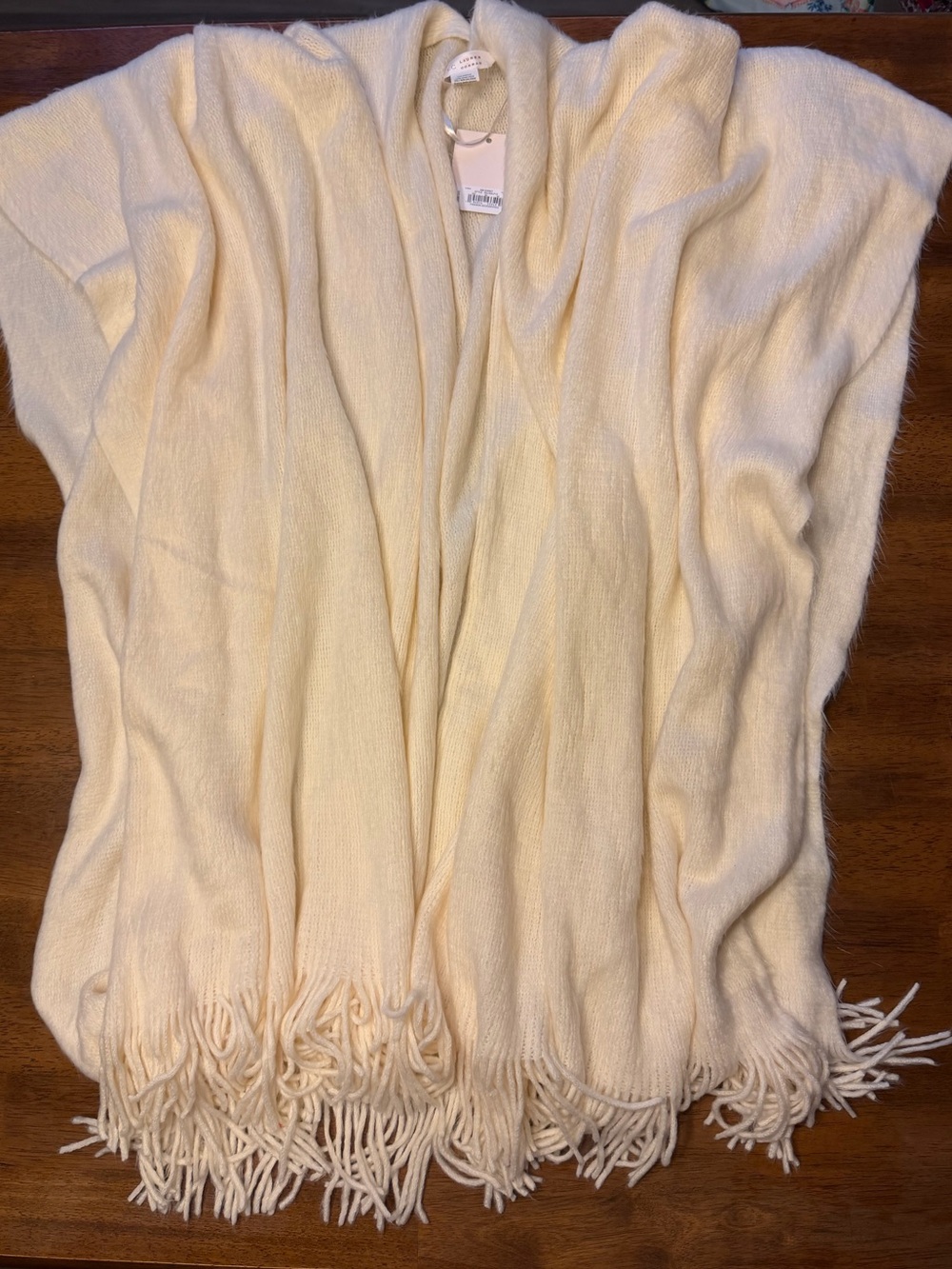 NWT Soft Cream Fringe Women’s Sweater Shawl any size